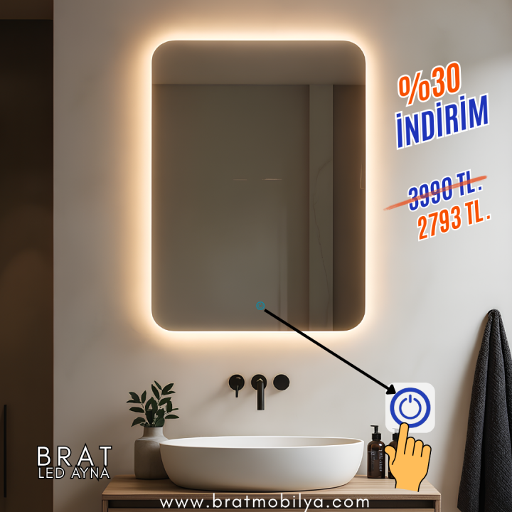 Brat B051 Dokunmatik Açma Kapamalı Led Ayna