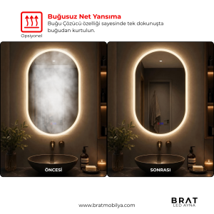 Brat B098 Dokunmatik Açma Kapamalı Kapsül Kesim Led Ayna