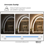 Brat B068 Dokunmatik Açma Kapamalı Yuvarlak Led Ayna