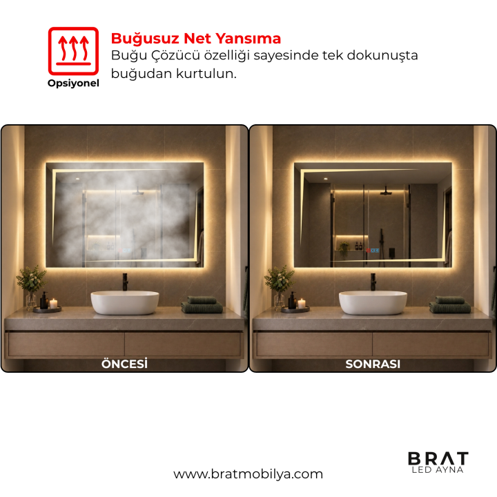 Brat B0103 Dokunmatik Açma Kapamalı Led Ayna