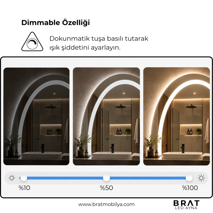 Brat B0101 Dokunmatik Açma Kapamalı Asimetrik Led Ayna